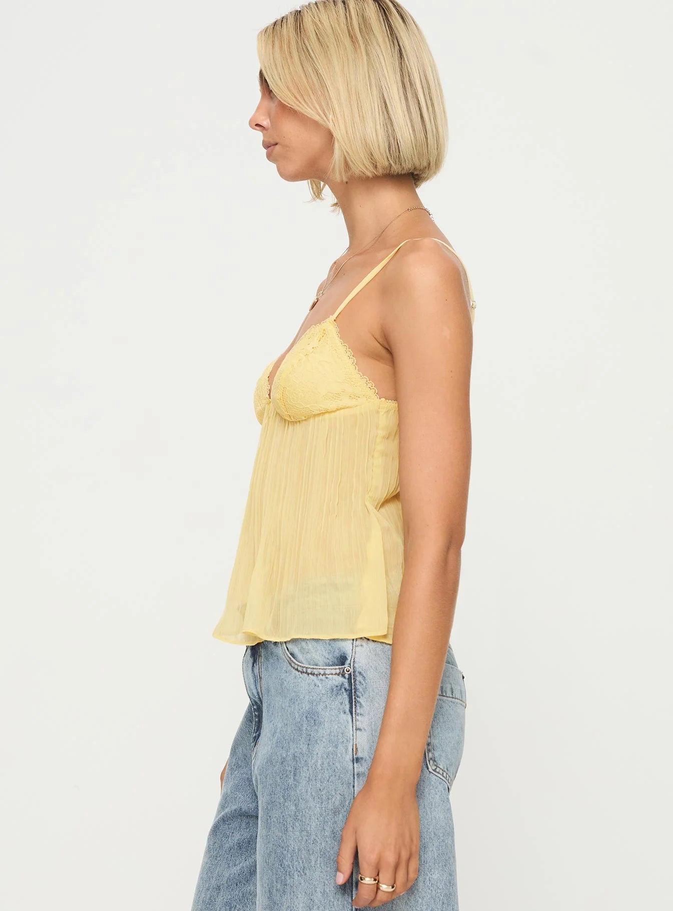Mira Pleat Top Lemon