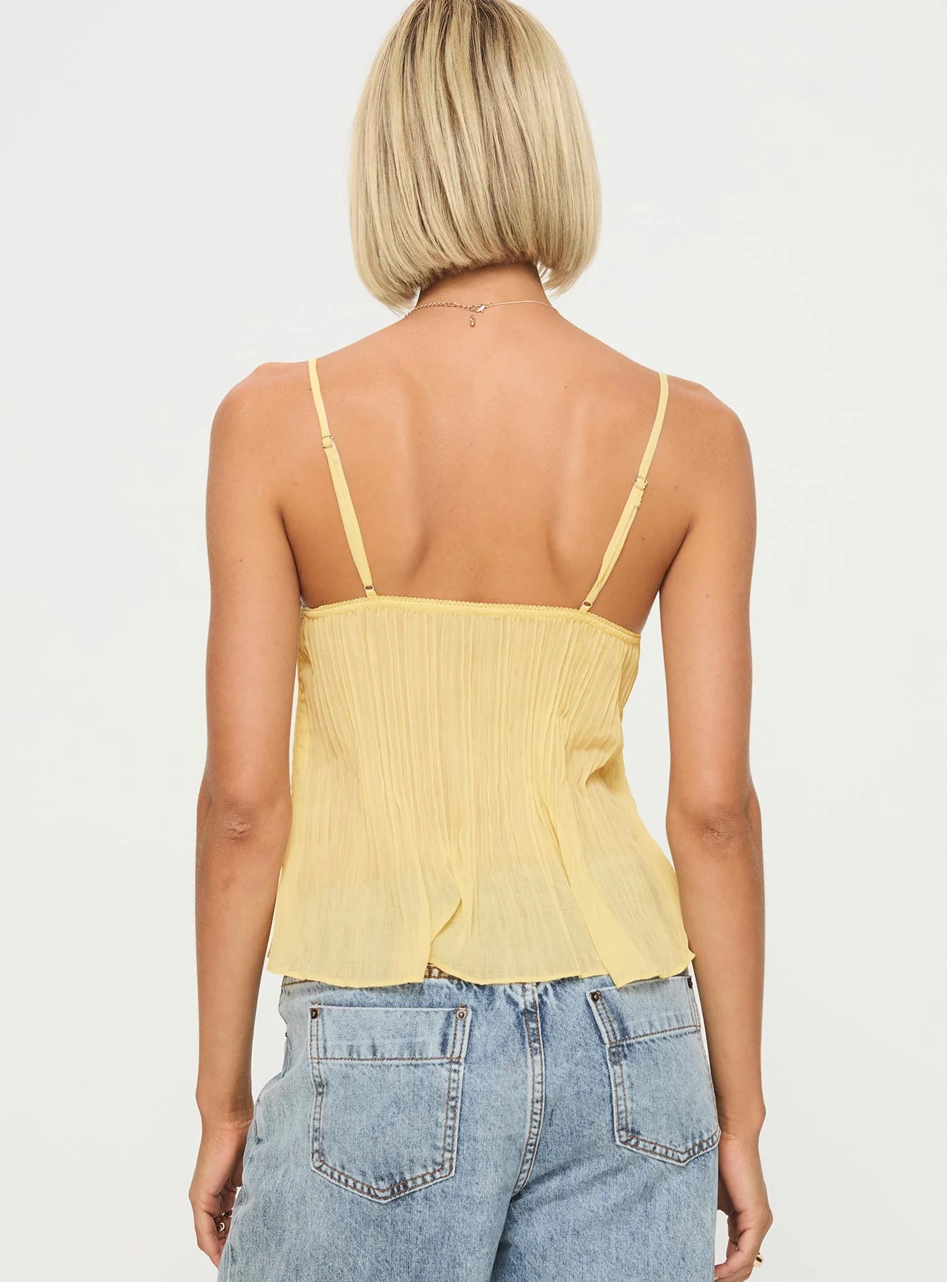 Mira Pleat Top Lemon
